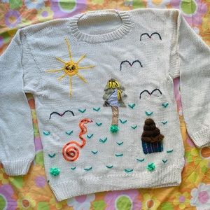 SOLD VTG 1980s Snake Banana Tree Sweater